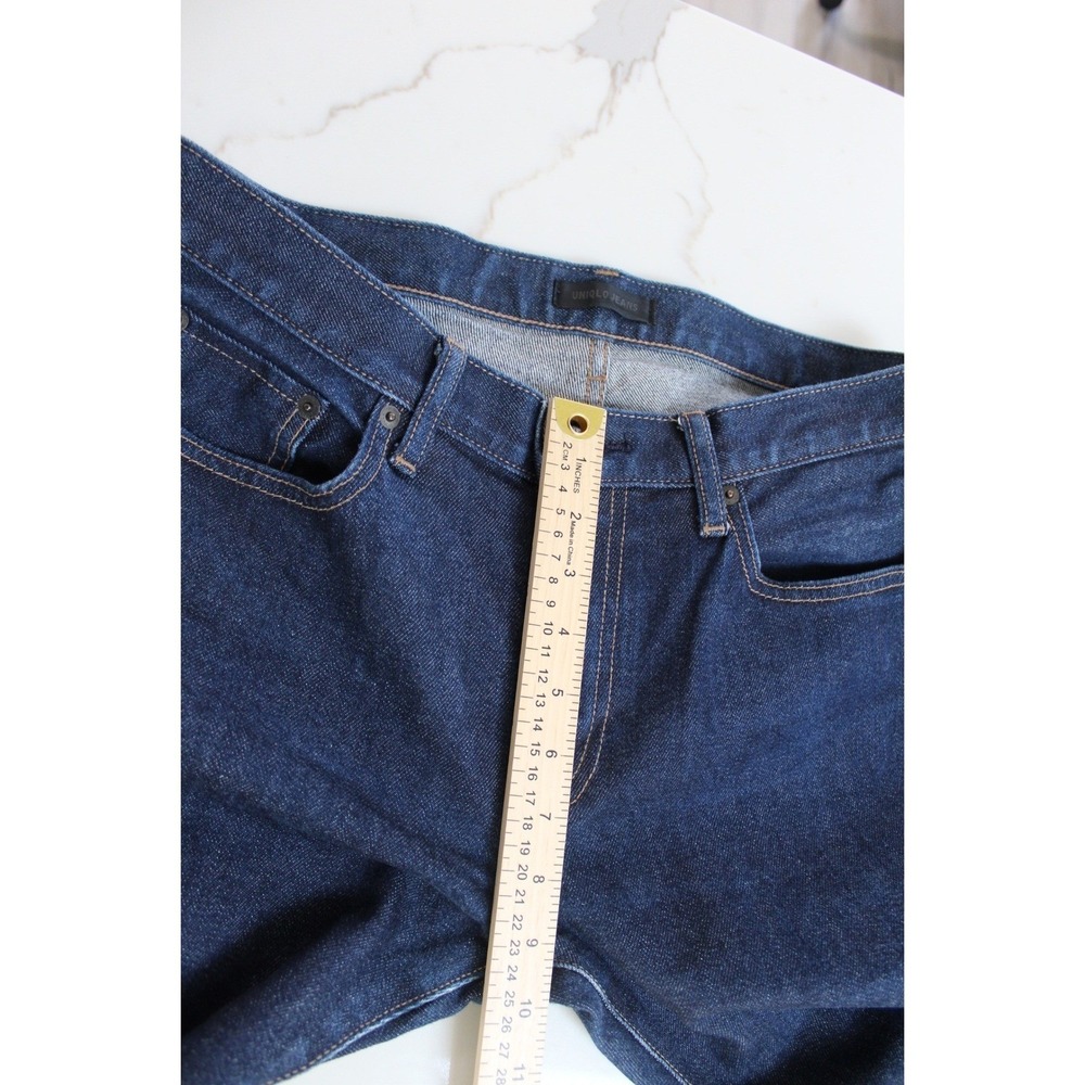 Uniqlo Selvedge Jeans Mens 32 Dark Indigo Slim Straight Red Line Denim - Picture 5 of 14